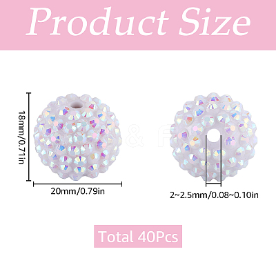 40Pcs Resin Rhinestone Beads RESI-SC0003-12-1