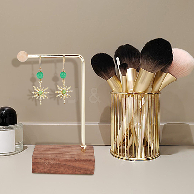 3Pcs 3 Sizes Alloy Jewelry Display Stands with Wood Base EDIS-WH0022-25-1