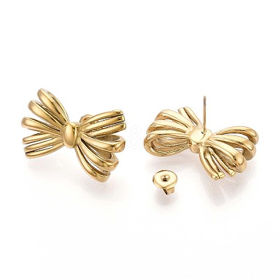304 Stainless Steel Stud Earrings for Women EJEW-N059-02G-1