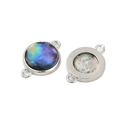 Brass Pave Natural Paua Shell Connector Charms KK-M299-01D-P-1