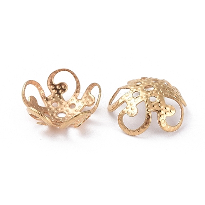 5-Petal Ion Plating(IP) 304 Stainless Steel Flower Bead Caps STAS-F094-11-1