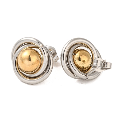Ring & Round 304 Stainless Steel Stud Earrings for Women EJEW-U003-19-1