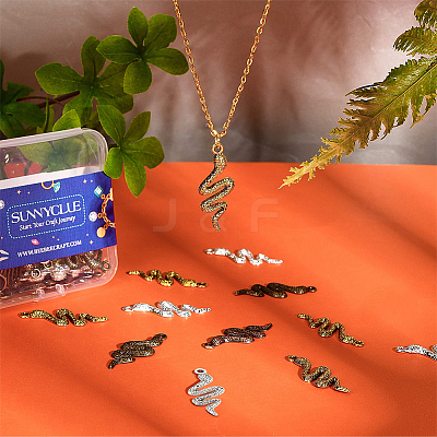 40Pcs 4 Colors Snake Alloy Pendants TIBEP-SC0001-82-1