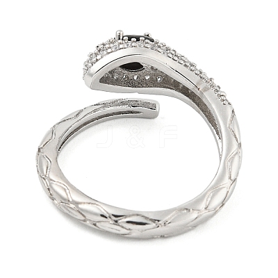 304 Stainless Steel Cubic Zirconia Open Cuff Ring for Women RJEW-S406-05P-02-1