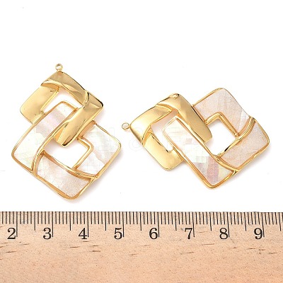 304 Stainless Steel Pave Natural White Shell Pendants X-STAS-L026-01G-01-1