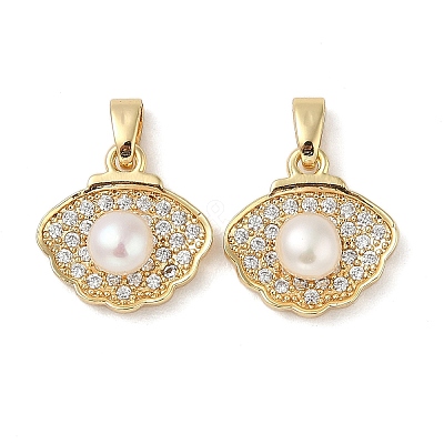 Brass Micro Pave Cubic Zirconia Pendants KK-U045-19G-1