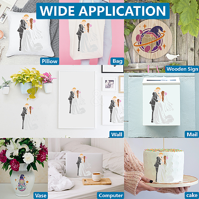 1 Set Wedding Theme PET Hollow Out Drawing Painting Stencils DIY-MA0004-94-1