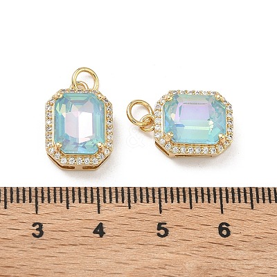 Brass Micro Pave Cubic Zirconia Pendants KK-C252-02H-G-1