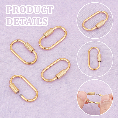 Ion Plating(IP) 304 Stainless Steel Screw Carabiner Lock Charms STAS-UN0047-24G-1
