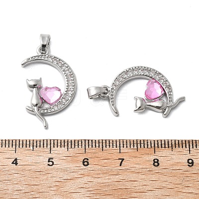 Brass Micro Pave Cubic Zirconia with Glass Pendants KK-Z103-07P-01-1