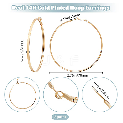 3 Pairs Brass Hoop Earrings for Women EJEW-BBC0001-66G-05-1