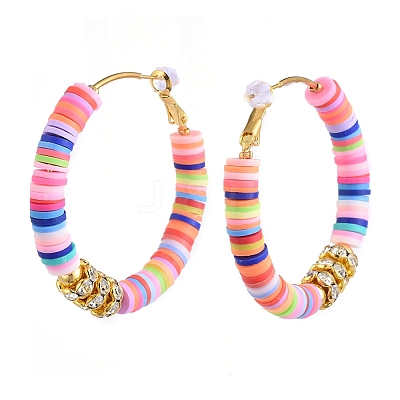 Heishi Beaded Hoop Earrings X-EJEW-JE04081-1