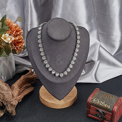 1Pc Heart Zinc Alloy Crystal Rhinestone Cup Chain Tennis Necklaces for Women NJEW-SP0001-06P-1