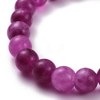 Dyed Natural Chalcedony Round Beads Stretch Bracelets Set for Girl Women BJEW-JB07058-1
