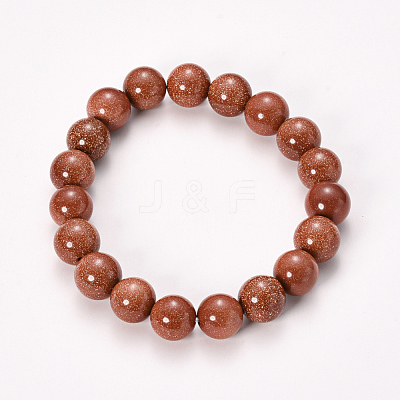 Synthetic Goldstone Beaded Stretch Bracelets BJEW-Q692-15-10mm-1