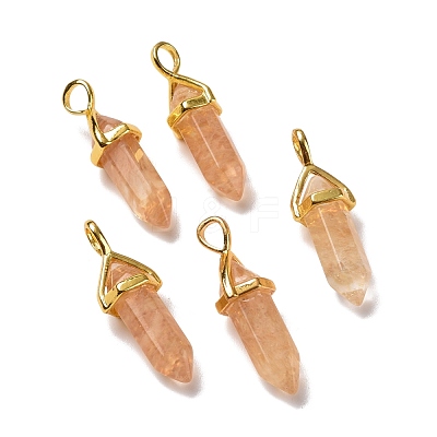 Sandy Brown Watermelon Stone Glass Pointed Pendants G-K329-24G-1