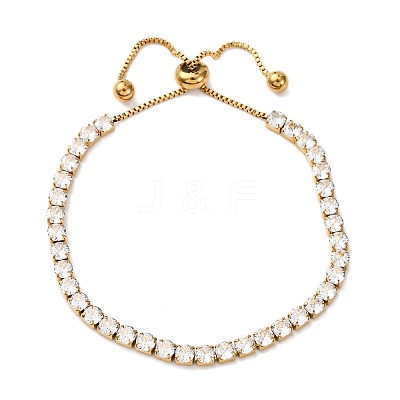 304 Stainless Steel Pave Clear Cubic Zirconia Tennis Bracelets BJEW-G754-03G-03-1