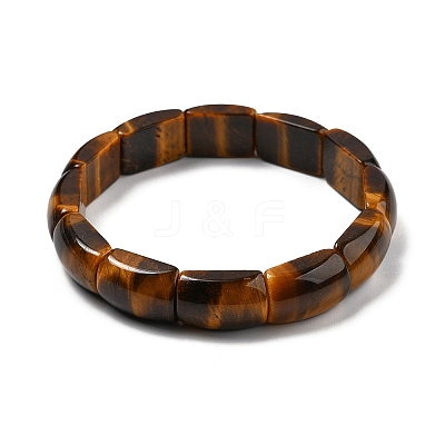 Natural Tiger Eye Bead Stretch Bracelets for Women Men BJEW-C097-02C-1