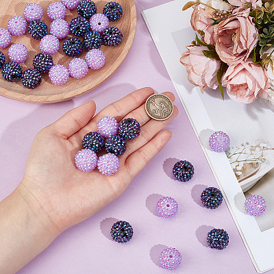 40Pcs 2 Colors AB-Color Resin Rhinestone Beads RESI-PA0001-28-1