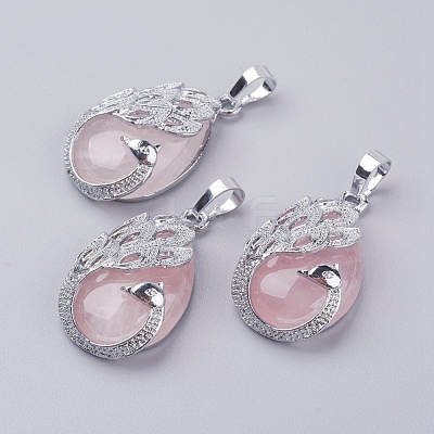Natural Rose Quartz Pendants G-E442-04X-1