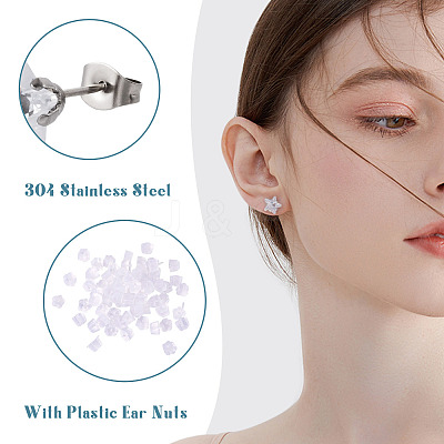 40Pcs 5 Size Crystal Rhinestone Tiny Star Stud Earrings EJEW-TA0001-13-1