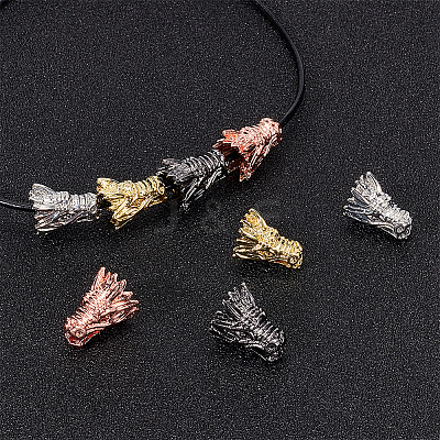 10Pcs 5 Colors Dragon Head Alloy Beads FIND-OC0003-29-1