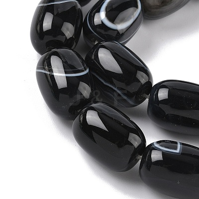 Natural Banded Agate/Striped Agate(Dyed & Heated) Beads Strands G-H324-01H-1