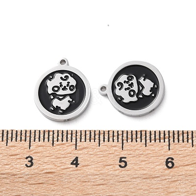 304 Stainless Steel Black Enamel Charms STAS-M102-17P-04-1