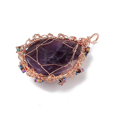 Natural Amethyst Big Pendants G-L524-09RG-05-1