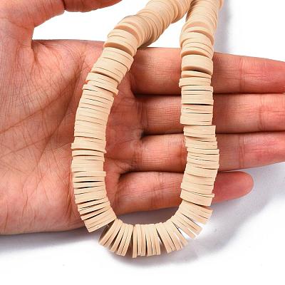 Flat Round Handmade Polymer Clay Beads CLAY-R067-12mm-53-1