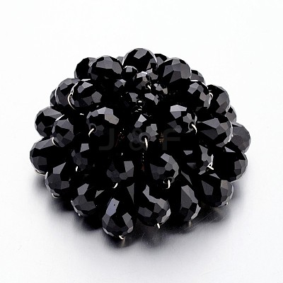 Faceted Glass Flower Big Pendants GLAA-I032-03-1