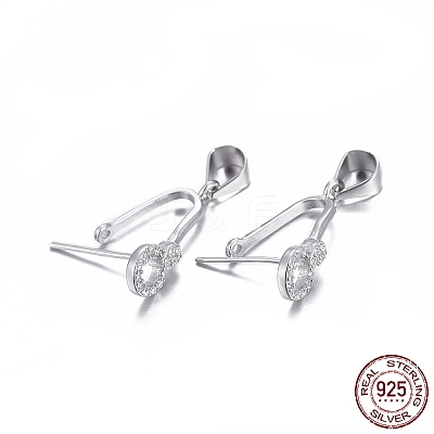 Anti-Tarnish Rhodium Plated 925 Sterling Silver Pendant Bails X-STER-L058-015P-1