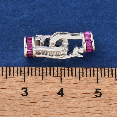 Brass Micro Pave Cubic Zirconia Fold Over Clasps KK-C076-06S-1