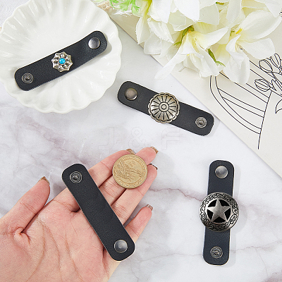 4Pcs 4 Styles PU Leather with Alloy Scarf Clips FIND-CL0002-25-1