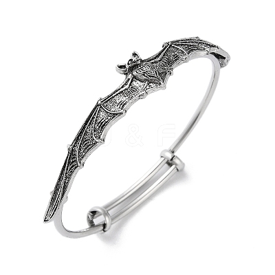 Gothic Bat Alloy Expandable Bangles BJEW-B081-01AS-1