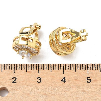 Brass Micro Pave Clear Cubic Zirconia Clip-on Earrings EJEW-A132-02A-G-1