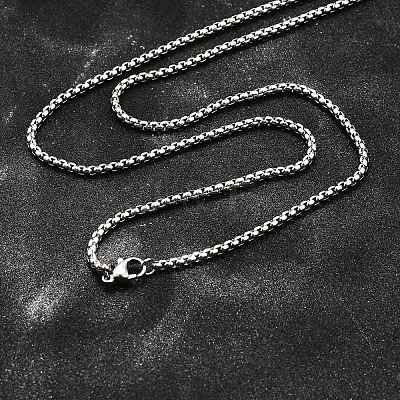 Tarnish Resistant 304 Stainless Steel Box Chain Necklaces NJEW-P244-01P-1