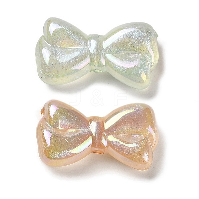 Bowknot UV Plating Luminous Rainbow Iridescent Acrylic Beads LACR-R001-03A-1