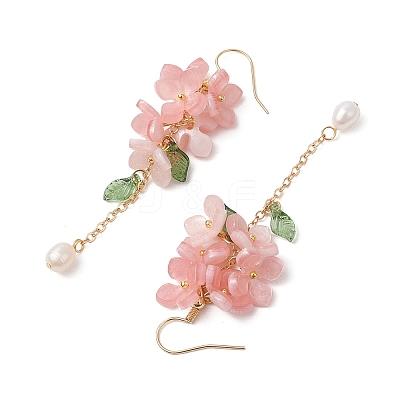 Shell Pearl Dangle Earrings EJEW-TA00617-03-1