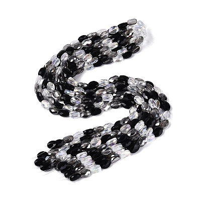 Electroplate Imitation Jade & Opaque & Transparent Glass Beads Strands EGLA-Q135-8x11MM-01E-1
