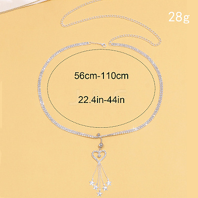 Heart & Star Tassel Brass Crystal Rhinestone Waist Chains with Belly Rings FS-WG9C1C0-01-1