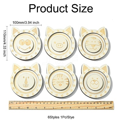 6Pcs 6 Styles Animal Theme Wood Single Bracelet Display Trays ST-CJ0022-03-1