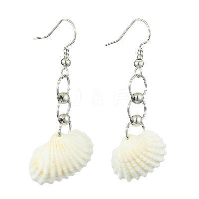 Nautural Shell Dangle Earrings EJEW-JE05655-1