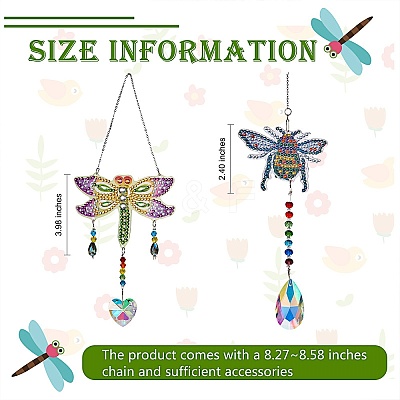 2 Sets 2 Style DIY Diamond Painting Wind Chime Kits DIY-SZ0007-55-1