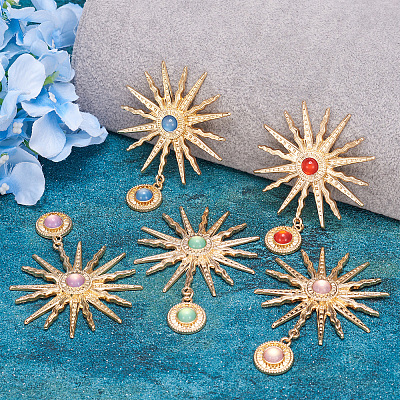 5Pcs 5 Colors Alloy with Resin Big Pendants FIND-TA0004-16-1