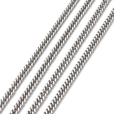 Tarnish Resistant Men's Jewelry Making 304 Stainless Steel Double Link Curb Chains CHS-A003C-1.0mm-1