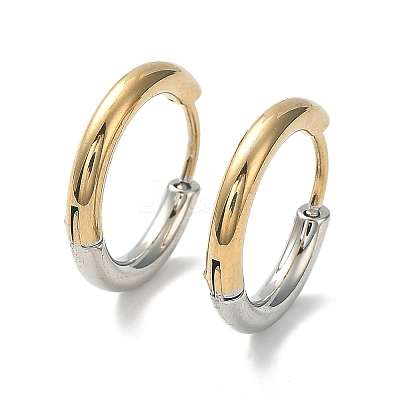 Ion Plating(IP) Two Tone 304 Stainless Steel Huggie Hoop Earrings X-EJEW-A106-02C-1