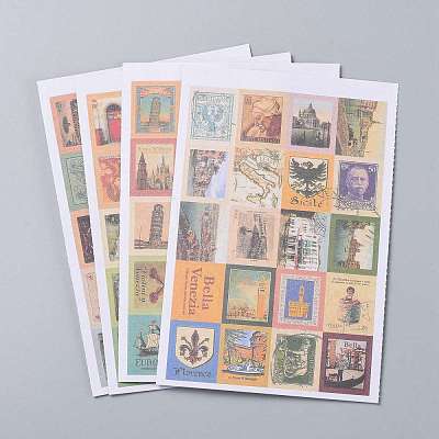 Postage Stamp Shape DIY Paper Label Paster Picture Stickers AJEW-L058-50-1