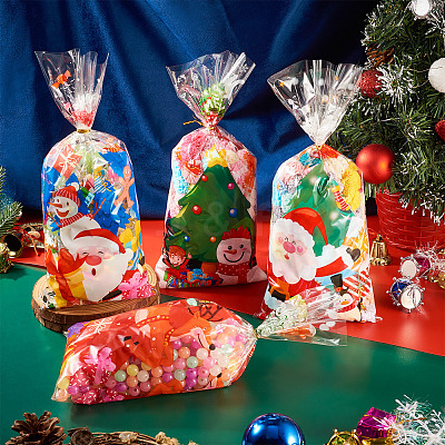 40Pcs 4 Styles Christmas Theme OPP Self-adhesive Cookie & Snacks Package Bags CON-TAC0010-90A-1
