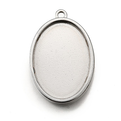 304 Stainless Steel Pendant Cabochon Settings STAS-S181-02P-C-1